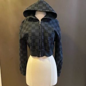 Girls GAP black cropped zip up hoodie size 14-16